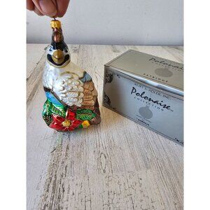 Polonaise Partridge pear tree Glass ornament poinsettia Kurt Adler bird Xmas tre